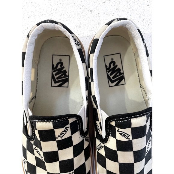 Vans Slip On Stacked platform Checkerboard Skate Shoe - Black / White - Picture 3 of 8